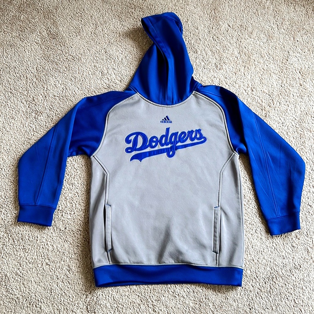 Adidas L.A. Dodgers Blue and Gray Hoodie Sweatshirt Sz M 10-12